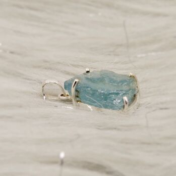 Raw Aquamarine Sterling Silver Pendant Necklace, 2 of 6