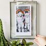 Personalised Hand Embroidered Rainbow Heart Couple Photo, thumbnail 6 of 9