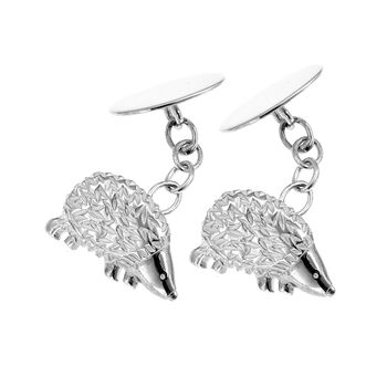 Silver Woodland Hedgehog Cufflinks, 4 of 7