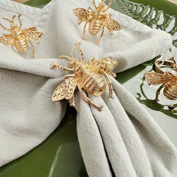 Honey Bee Napkin Ring Gold • Set Of Four, 2 of 3