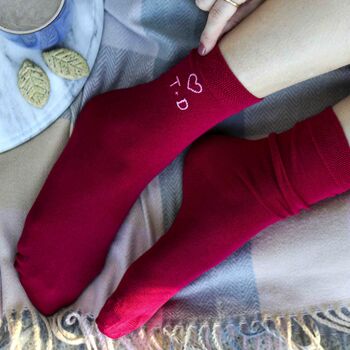 Women's Personalised Bamboo Valentine's Heart Socks, 2 of 4