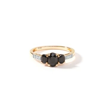 Yellow Gold Sapphire And Diamond Trilogy Ring, 3 of 6