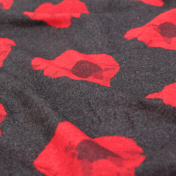 Red Poppies Flower Multi Emblem Grey Winter Scarf, 2 of 2