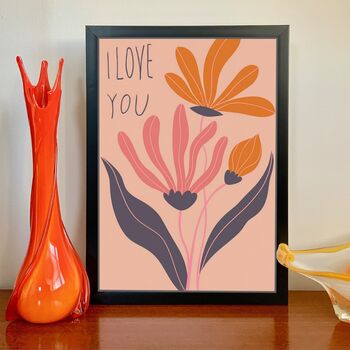 I Love You Flower Illustration Art Print, 2 of 3