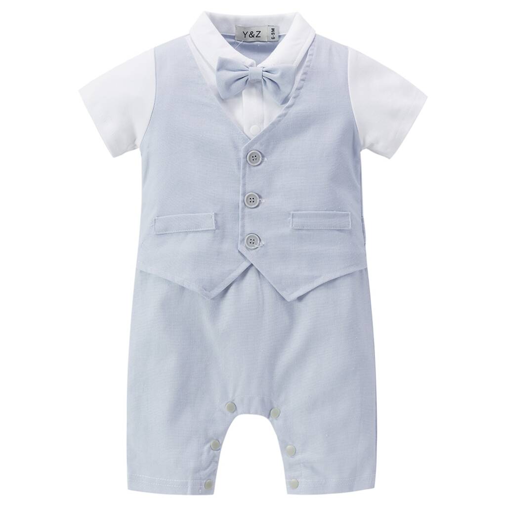 Baby Boy's All In One Linen Outfit With Bow Tie By baby magic dress ...