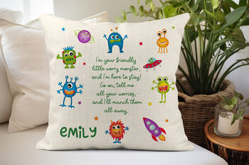 Personalised Kids Worry Monster Pillow, 2 of 5