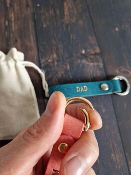 Personalised Clasp Leather Keychain Gift, 4 of 6