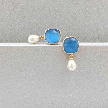 Azure Pearl Drop Earrings, 6 of 6