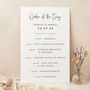 Modern Script Wedding Order Of The Day Sign, thumbnail 1 of 3