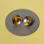 Vibrant Yellow Graphic Silver Earrings, thumbnail 2 of 7