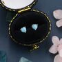 Genuine Larimar Stone Heart Stud Earrings, thumbnail 4 of 11