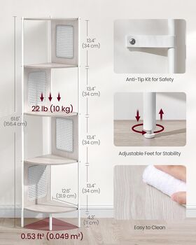 Five Tier Corner Shelf With Polyrattan Sides Bookshelf, 12 of 12