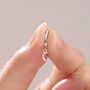Sterling Silver Extra Skinny Moon Dangle Huggie Hoop Earrings, thumbnail 5 of 11