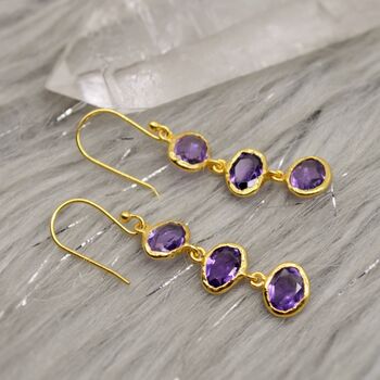 Amethyst Sterling Silver Drop Earrings, 9 of 9