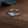 Sterling Silver Clawed Blue Opal Oval Ring, thumbnail 6 of 12