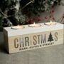 Personalised Wooden Triple Tea Light Christmas Box, thumbnail 1 of 4