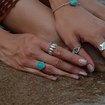 Signet Silver Turquoise Signet Ring, 5 of 5