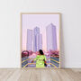 Manchester Deansgate Sunset Illustrated Print, thumbnail 1 of 3