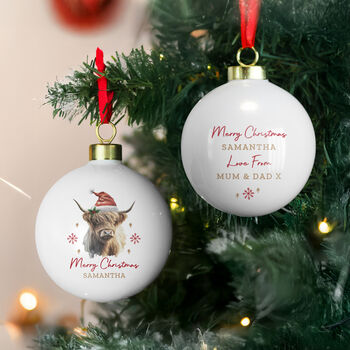 Personalised Highland Cow Christmas Ornament, 2 of 5
