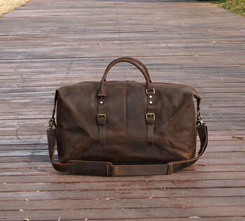Genuine Leather Holdall Large, 8 of 12