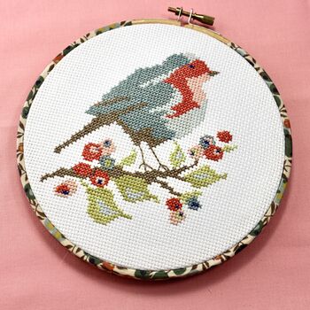 Robin And Berry Cross Stitch Wall Hanging Kit, 12 of 12