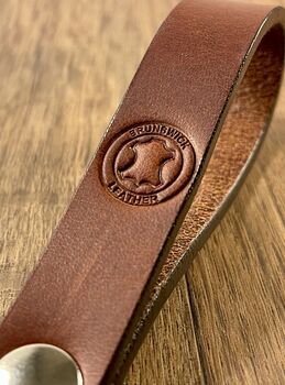Personalised Spanish Brown Embossed Leather Keyring, 12 of 12