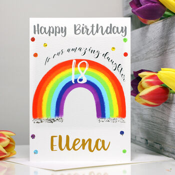 Personalised Rainbow Age Birthday Card, 7 of 11