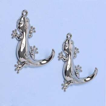 G Decor Set Of Two Solid Chrome Lizard Wall Coat Hooks, 4 of 6