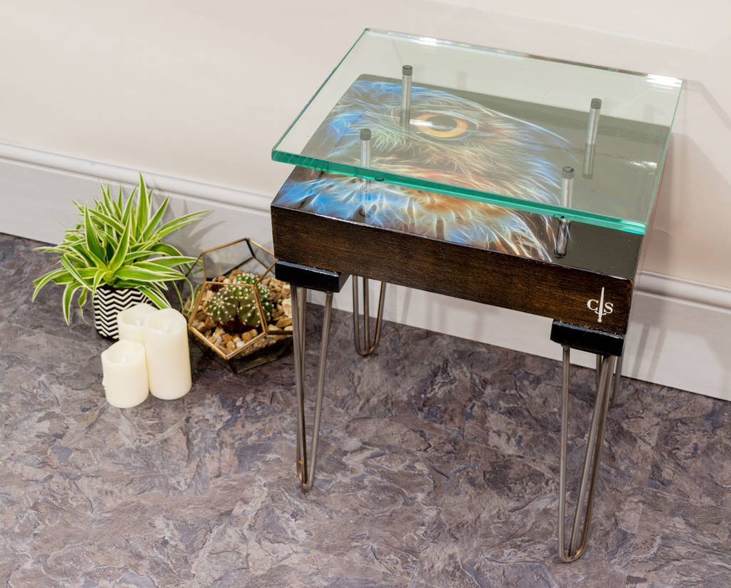 Handmade Vintage Electric Owl Side Table