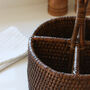 Marbury Brown Round Rattan Cutlery Basket, thumbnail 2 of 2