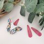 Ditsy Vibrant Pink And Blue Floral Hair Slide, Retro Liberty Style Fabric, thumbnail 1 of 7