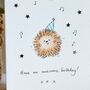 Personalised Dancing Hedgehog Handmade Card, thumbnail 1 of 3
