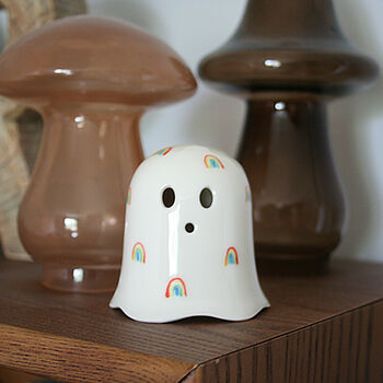 Ceramic Hanging Ghost Decoration With Rainbow Design. Cute Halloween Ghost Rainbow, 5 of 6