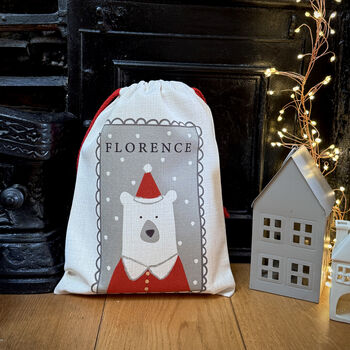 Personalised Christmas Eve Polar Bear Santa Sack, 3 of 6