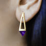 Aqua Chalcedony Rose/Gold Plated Long Drop Earrings, thumbnail 2 of 10