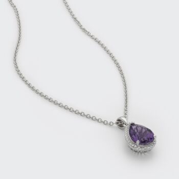 Amethyst 925 Sterling Silver Pear Drop Necklace, 3 of 4