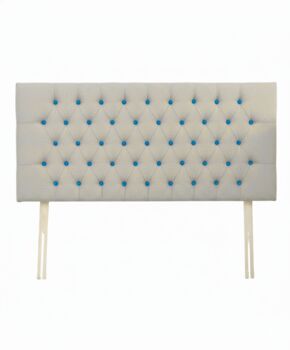 Upholstered Linen Single Headboard With Contrast Button Tufting, 8 of 11