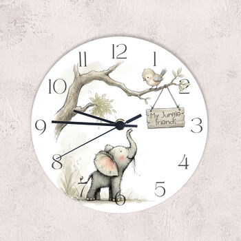 Jungle Themed Nursery Clock With Baby Elephant, 5 of 6