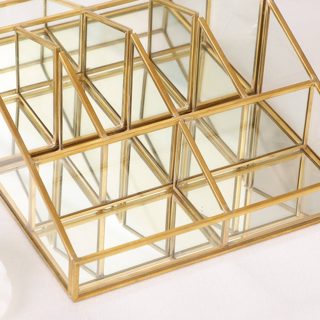 Personalised Gold Mirrored Dressing Table Organiser By Dibor