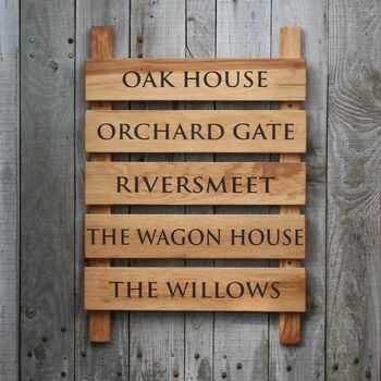 Wall Mounted Ladder Tiered Slatted Wooden Sign, 5 of 9