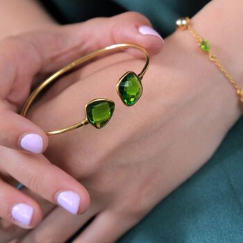 Gold Vermeil Peridot August Birthstone Bangle Bracelet, 2 of 4