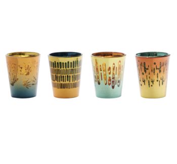 Set Of Four Electroplated Fiesta Shot Glasses, 2 of 2