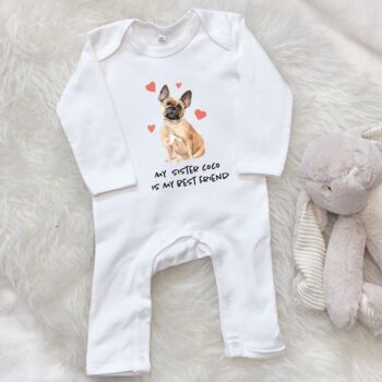 French Bulldog Sibling Personalised Dog Babygrow, 7 of 8
