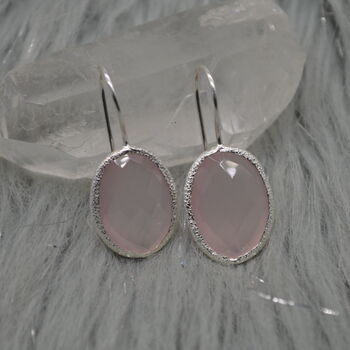 Rose Quartz Earrings: Silver Dangle Drop, Pink Gemstone, 4 of 6