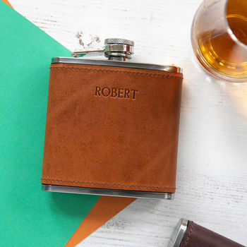Personalised 6oz Leather Hip Flask, 3 of 7
