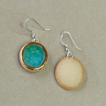 Emerald Turquoise Lagoon Oval Drop Earrings, 3 of 3