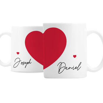 Personalised Two Hearts Couples Valentine's Mug Set, 3 of 3