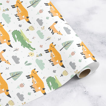 Mothers Day Wrapping Paper Roll, Fox Crocodile Baby, 3 of 3