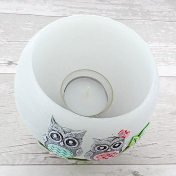 Owl Figure, Owls Couple Ball, Pillar, Tea Light Candles, 10 of 10