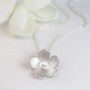 Silver And Crystal Pearl Flower Necklace, thumbnail 2 of 3